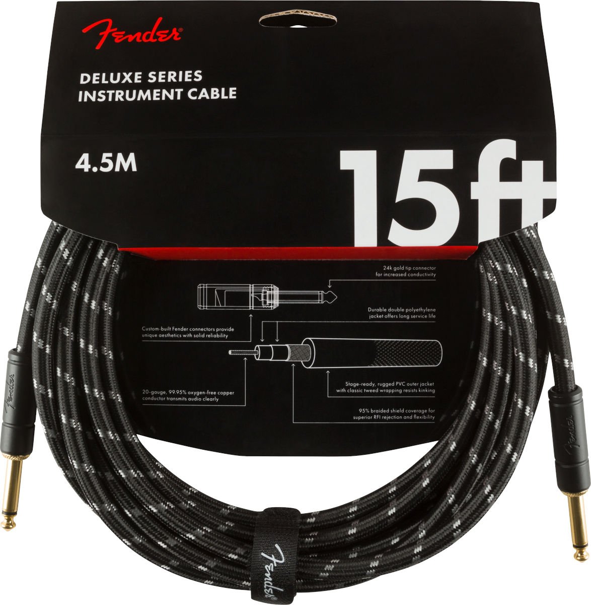 Fender / Deluxe Series 15FT S/S Black Tweed 約4.5メートル ケーブル