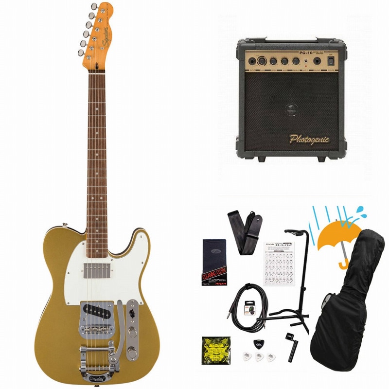 Squier by Fender / Classic Vibe Custom Telecaster SH with Bigsby Parchment Pickguard Aztec Gold PG-10アンプ付属エレキギター初心者セットR