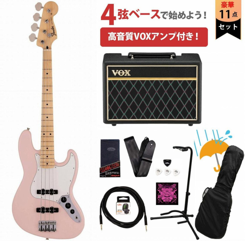 Fender / Made in Japan Junior Collection Jazz Bass Maple FB Satin Shell Pink VOXアンプ付属エレキベース初心者セットR