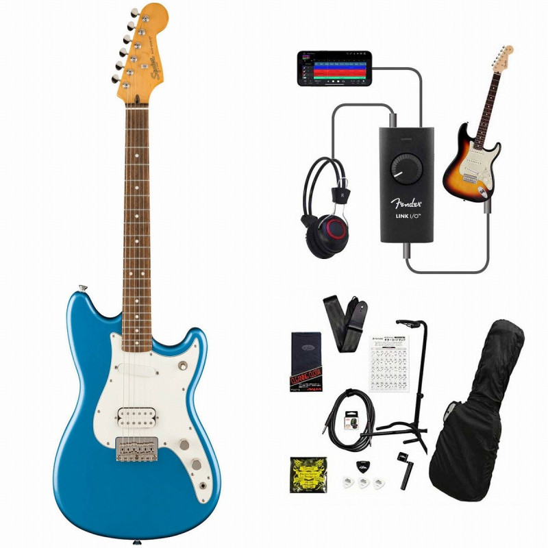 Squier by Fender / Classic Vibe Duo-Sonic HS Laurel FB Parchment Pickguard Lake Placid Blue 録音＆セッションで上達！Fender Link I/O付き13点セット