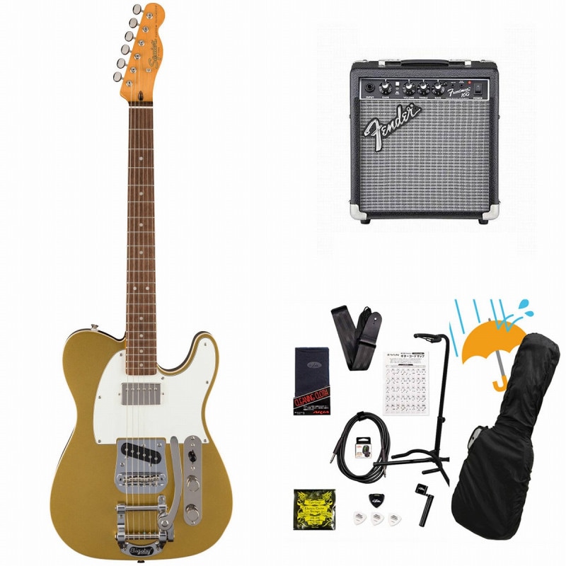 Squier by Fender / Classic Vibe Custom Telecaster SH with Bigsby Parchment Pickguard Aztec Gold Fender 10Wアンプ付属エレキギター初心者セットR