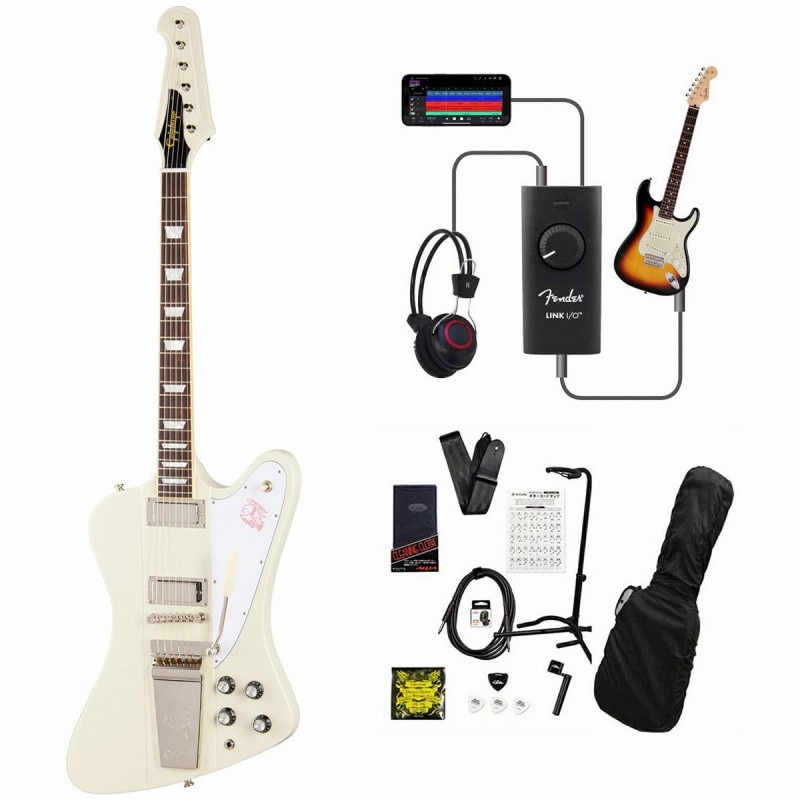 Epiphone / Inspired by Gibson Custom 1963 Firebird V With Maestro Vibrola Reissue Polaris White 録音＆セッションで上達！Fender Link I/O付き13点セット