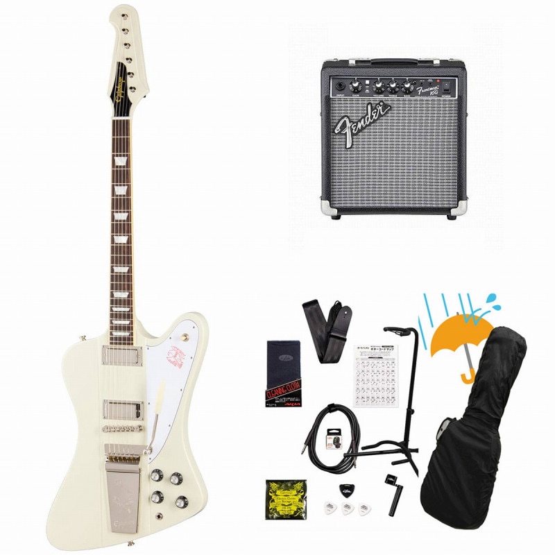 Epiphone / Inspired by Gibson Custom 1963 Firebird V With Maestro Vibrola Reissue Polaris White Fender 10Wアンプ付属エレキギター初心者セットR