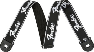 Fender / Quick Grip Locking End Strap Black with White Running Logo 2 フェンダー ストラップ