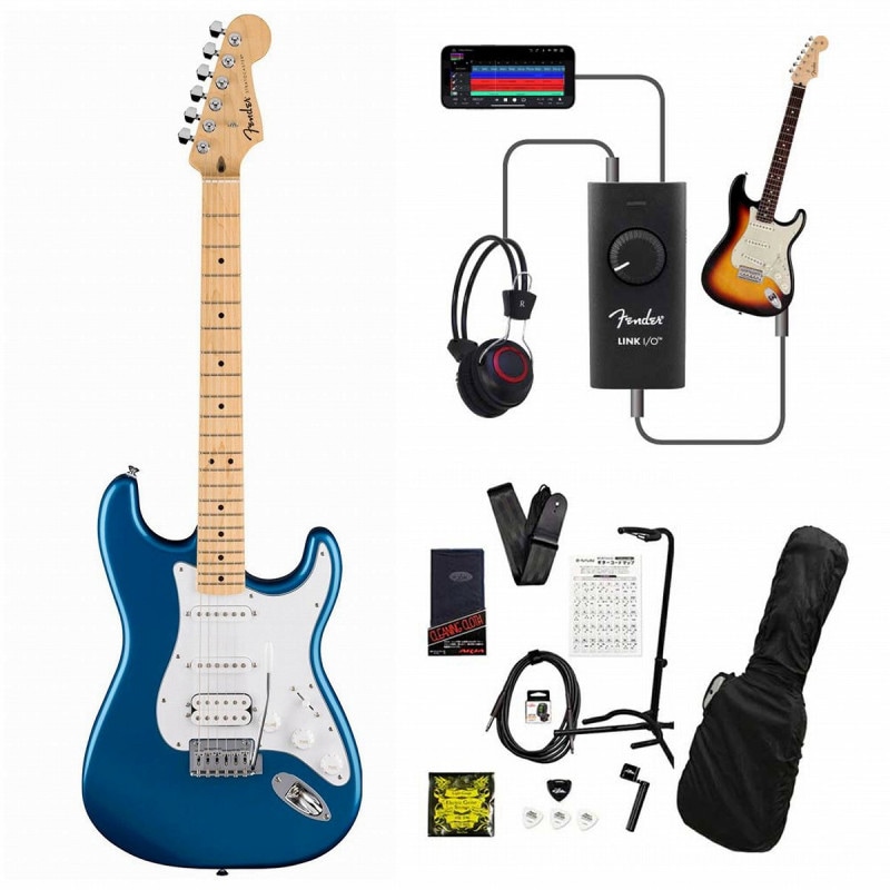 Fender / Standard Stratocaster HSS Maple Fingerboard White Pickguard Aqua Marine Metallic  録音＆セッションで上達！Fender Link I/O付き13点セット