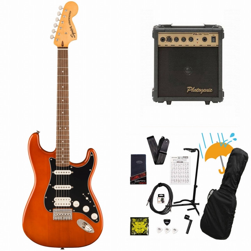 Squier by Fender / Classic Vibe '70s Stratocaster HT HSS Laurel Fingerboard Black Pickguard Mocha PG-10アンプ付属エレキギター初心者セットR