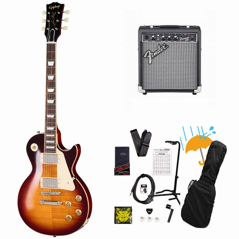 Epiphone / Inspired by Gibson Custom 1959 Les Paul Standard Reissue Washed Bourbon Burst エピフォン Fender 10Wアンプ付属エレキギター初心者セットR