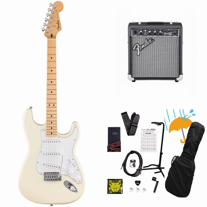 Fender / Standard Stratocaster Maple Fingerboard White Pickguard Olympic White フェンダー Fender 10Wアンプ付属エレキギター初心者セットR