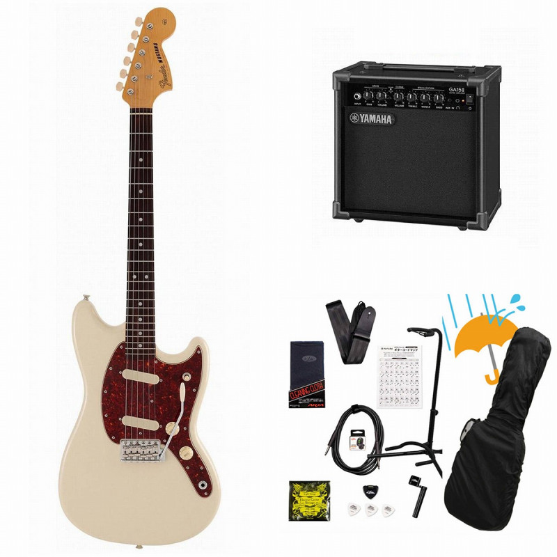 Fender / Made in Japan CHAR MUSTANG Rosewood FB Olympic White YAMAHA GA15IIアンプ付属初心者セットR