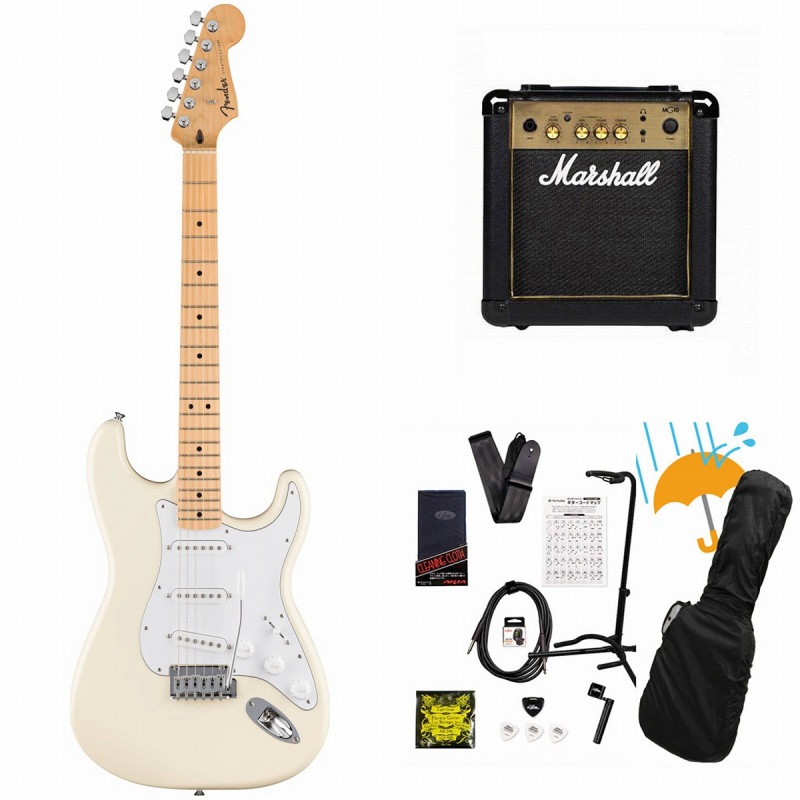 Fender / Standard Stratocaster Maple Fingerboard White Pickguard Olympic White フェンダー Marshall MG10アンプ付属エレキギター初心者セットR