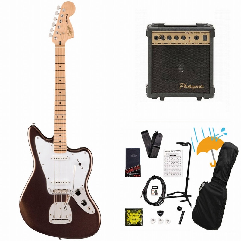 Squier by Fender / Affinity Series Jaguar Maple Fingerboard White Pickguard Mystic Metallic Brown  PG-10アンプ付属エレキギター初心者セットR