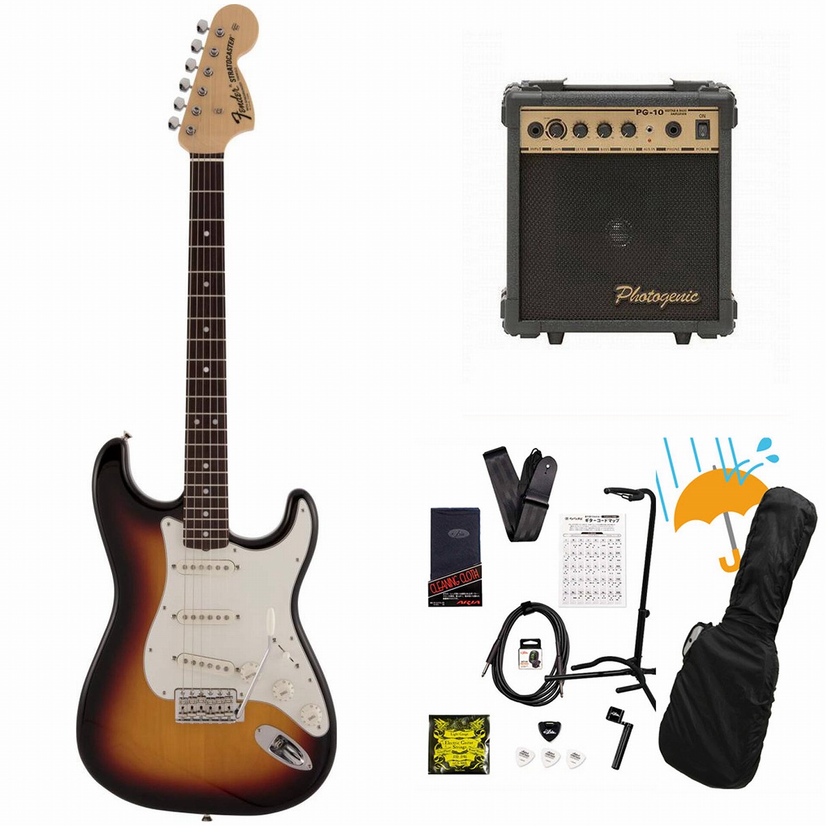 Fender / Made in Japan Traditional Late 60s Stratocaster Rosewood Fingerboard 3-Color Sunburst［新品特価品］ PG-10アンプ付属エレキギター初心者セットR