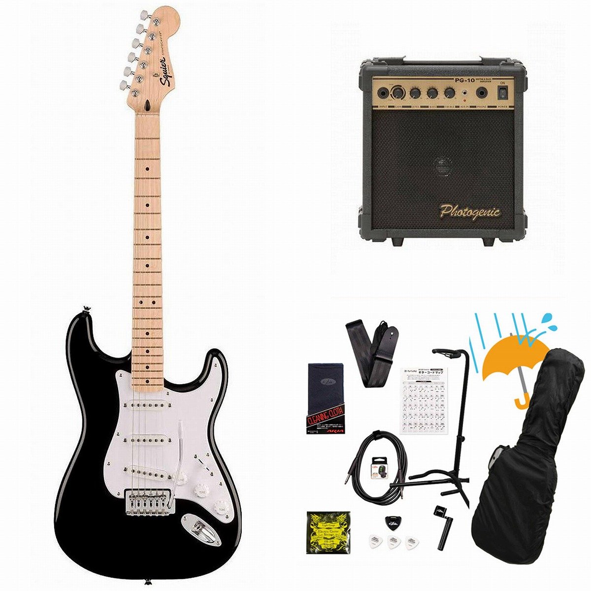 Squier Stratcaster ボディ エレキギター 弦楽器 ストラト Squier by Fender / Sonic Stratocaster Maple FB WH PG Black PG-10