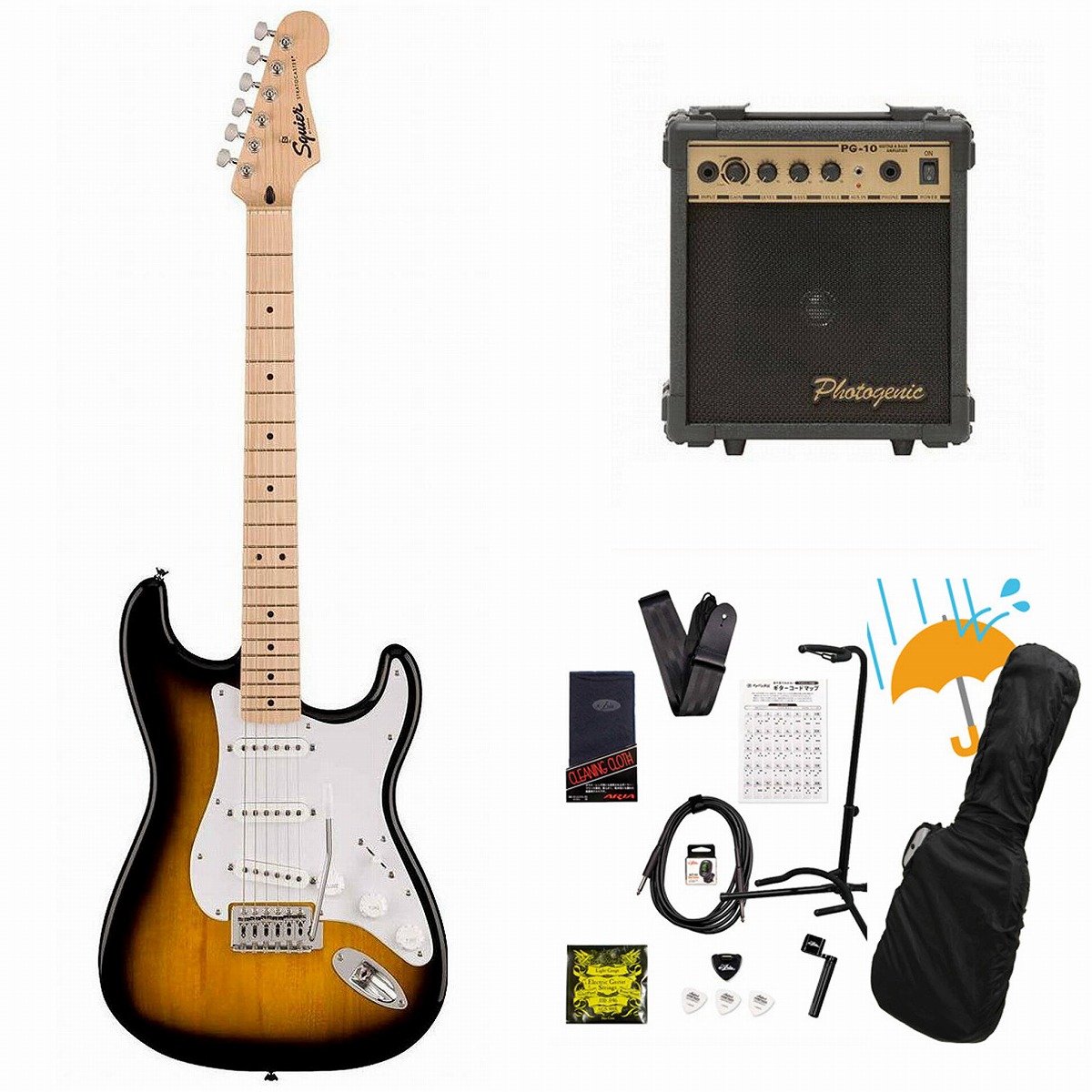 Squier by Fender / Sonic Stratocaster Maple FB WH PG 2-Color