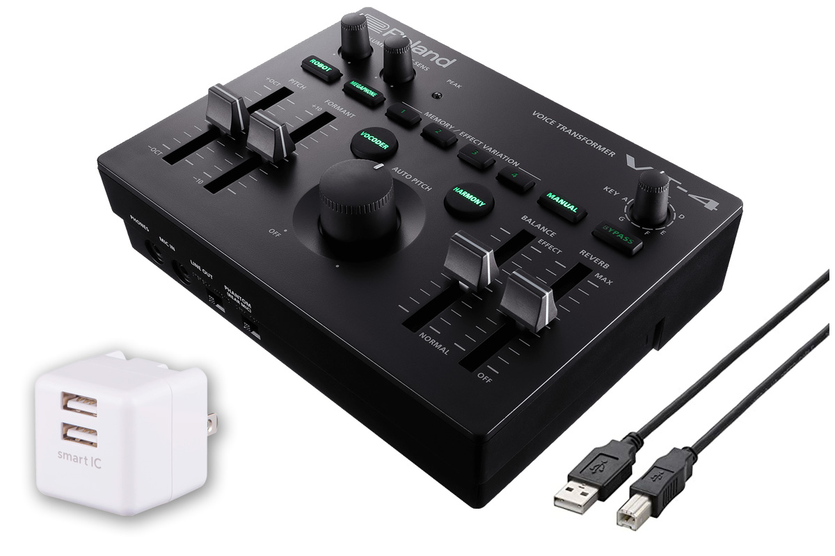 Roland VT-4 ボイストランスフォーマー マイクケーブル付き Roland / VT-4 基本セット -USB2ポートACアダプタ、USBケーブルセット
