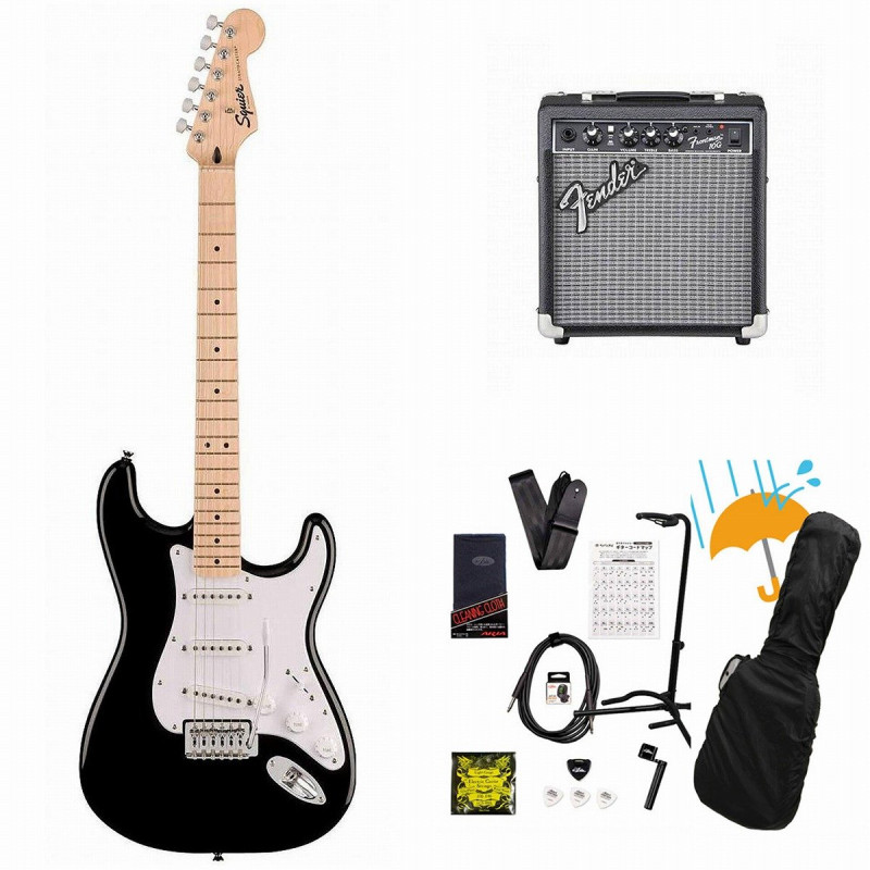 Squier by Fender / Sonic Stratocaster Maple FB WH PG Black Fender 10Wアンプ付属エレキギター初心者セットR