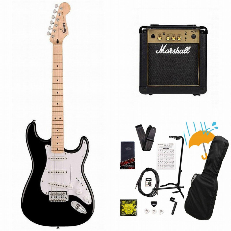 Squier by Fender / Sonic Stratocaster Maple FB WH PG Black