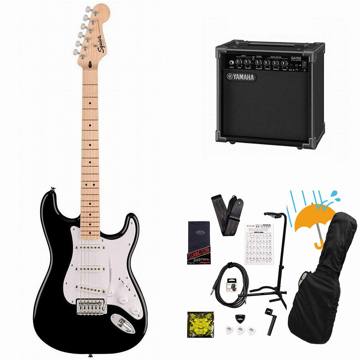 Squier by Fender / Sonic Stratocaster Maple FB WH PG Black YAMAHA