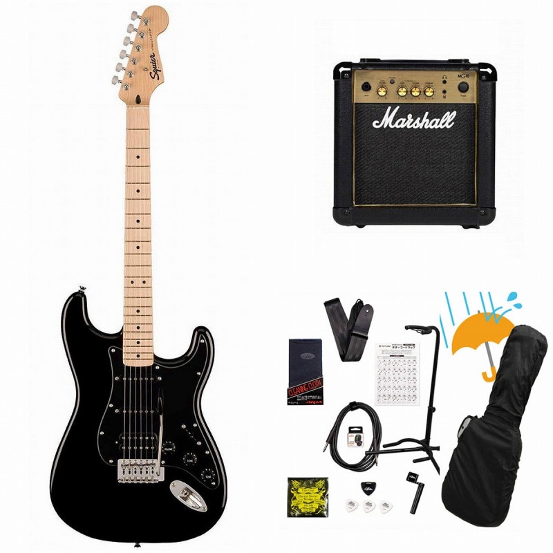 Squier by Fender / Sonic Stratocaster HSS Maple FB BK PG Black