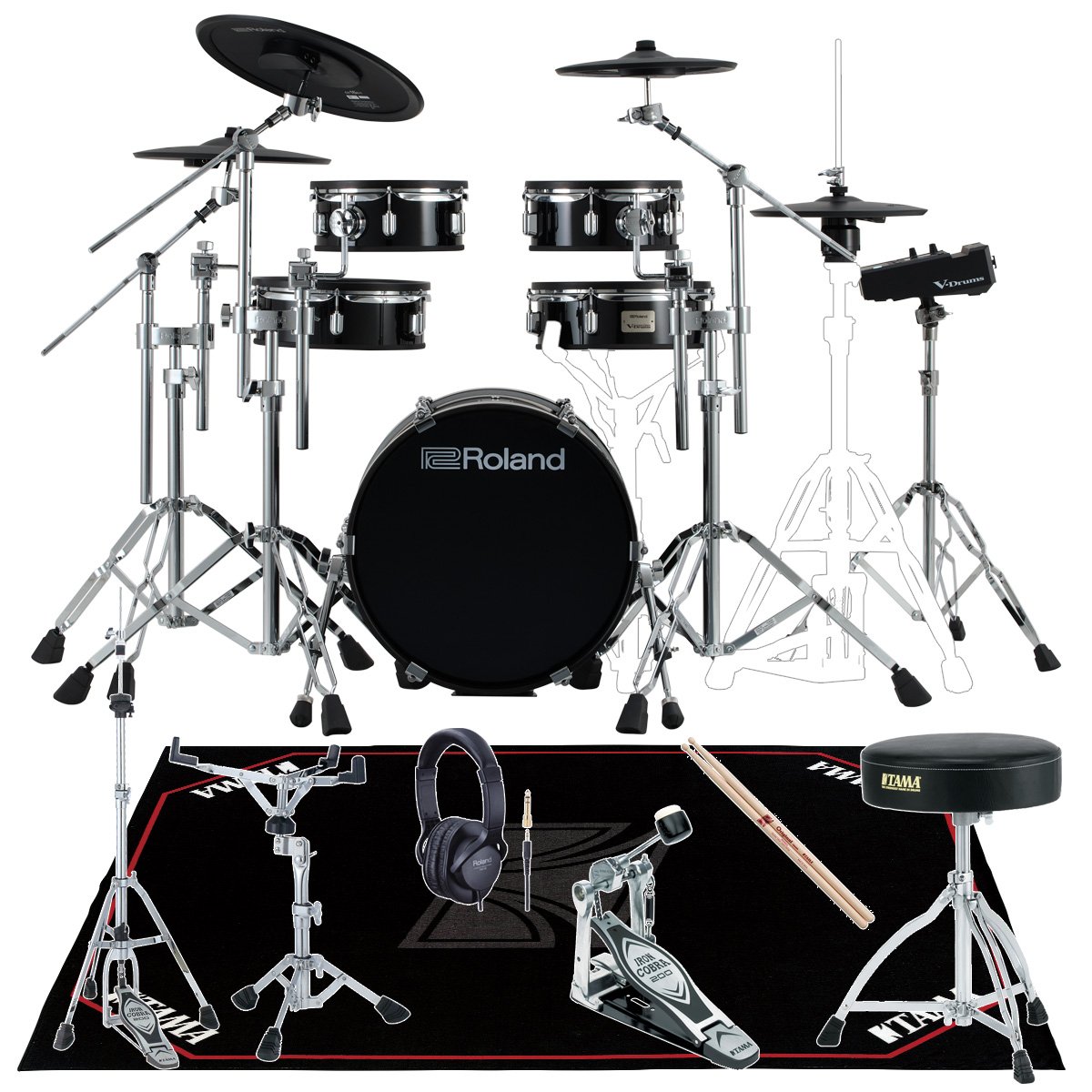 フリースタイルドラムVOD16 ハンディベースドラム Roland / VAD316 TAMA製オプションを採用したラグ付きフルセット