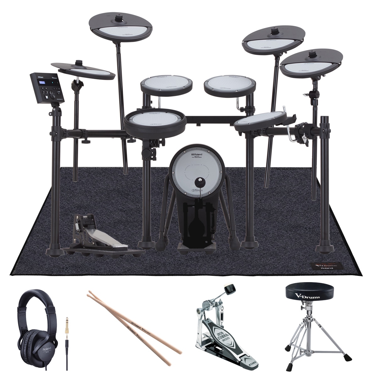 Roland / VQD106 3シンバル拡張キット TAMAキックペダルと純正イスを