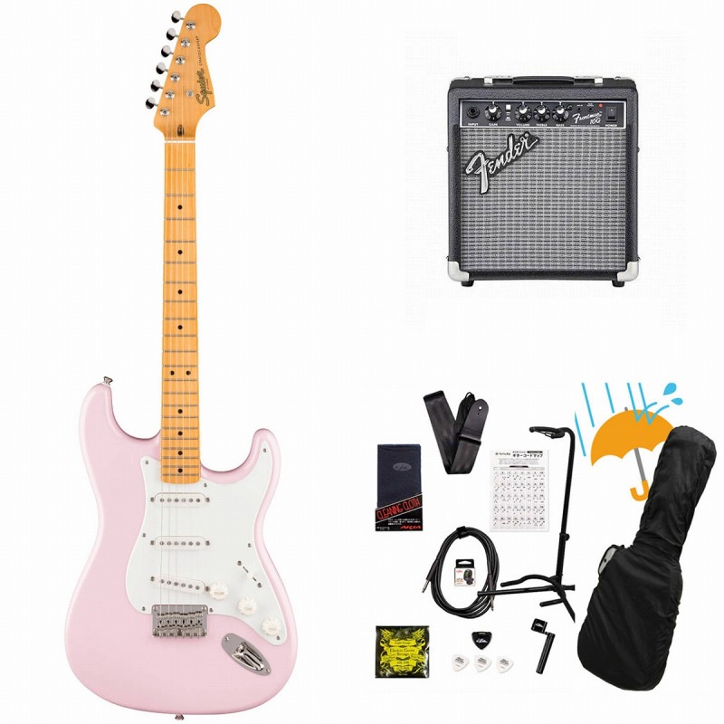 Squier by Fender / Classic Vibe '50s Stratocaster HT Maple Fingerboard Parchment Pickguard Shell Pink Fender 10Wアンプ付属エレキギター初心者セットR