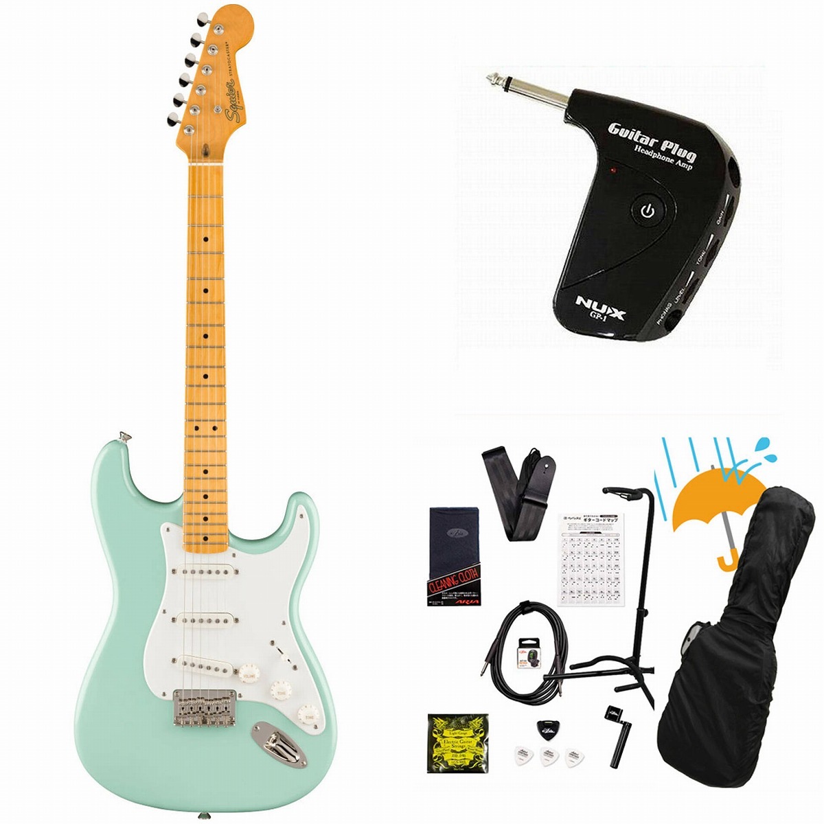 squier STRATOCASTER エレキギター＋スタンド＋ケーブルセット Squier