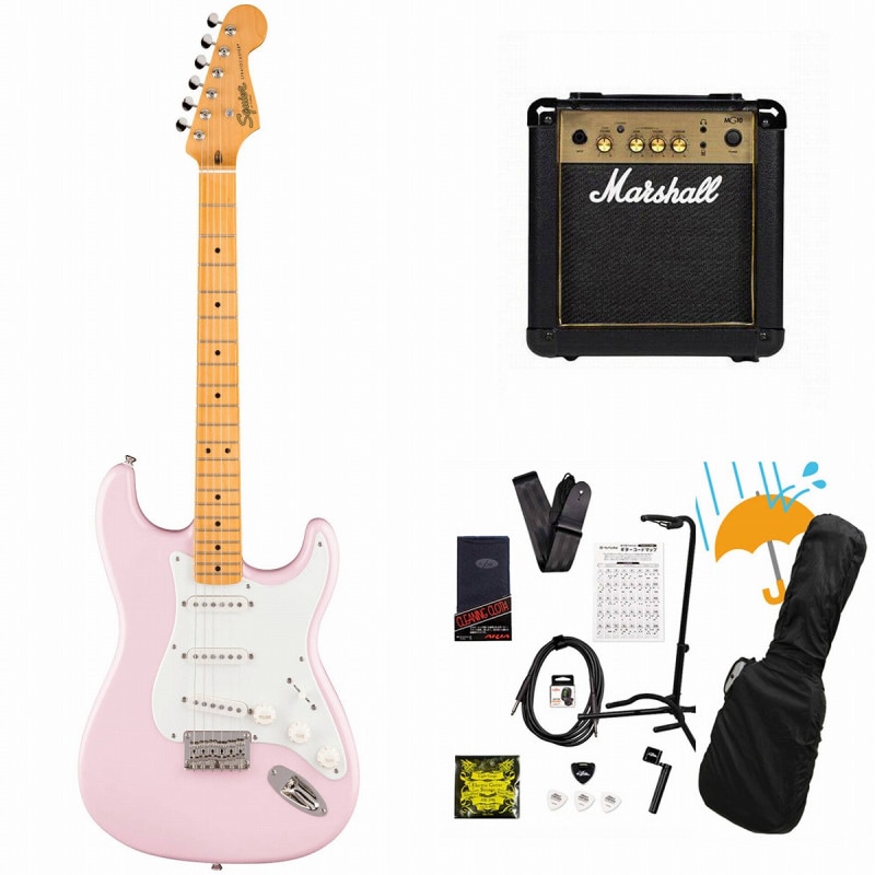 Squier by Fender / Classic Vibe '50s Stratocaster HT Maple Fingerboard Parchment Pickguard Shell Pink Marshall MG10アンプ付属エレキギター初心者セットR