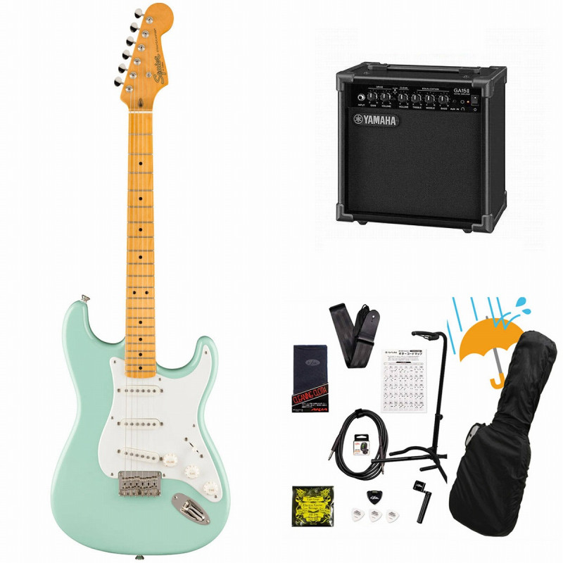 Squier by Fender / Classic Vibe '50s Stratocaster HT Maple Fingerboard Parchment Pickguard Surf Green YAMAHA GA15IIアンプ付属初心者セットR