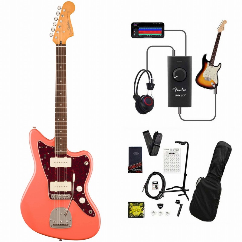 Squier by Fender / Classic Vibe '60s Jazzmaster Laurel FB Tortoishell Pickguard Tahitian Coral 録音＆セッションで上達！Fender Link I/O付き13点セット