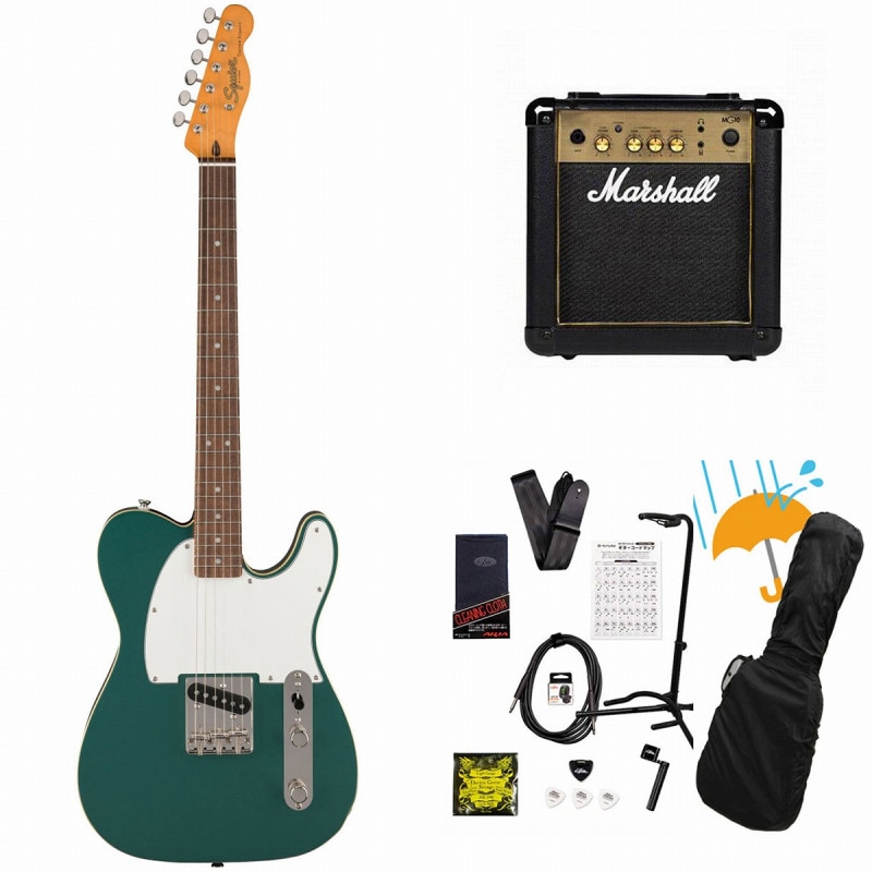 Squier by Fender / Classic Vibe Custom Esquire Laurel Fingerboard Parchment Pickguard Sherwood Green Marshall MG10アンプ付属エレキギター初心者セットR