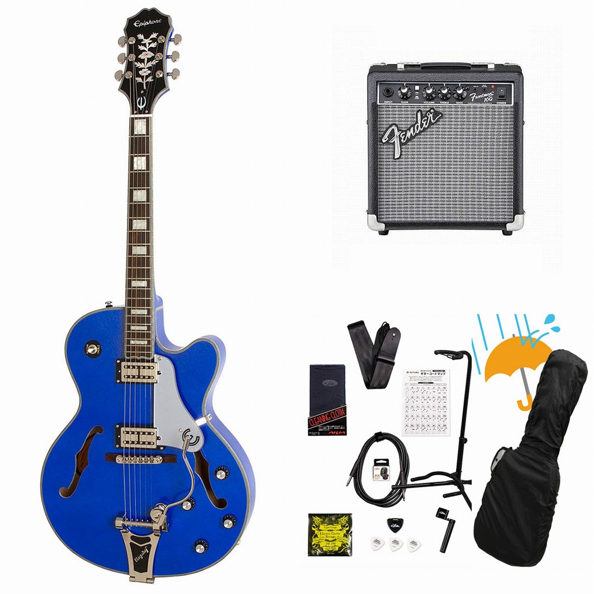 Epiphone / Emperor Swingster Delta Blue Metallic Fender 10Wアンプ