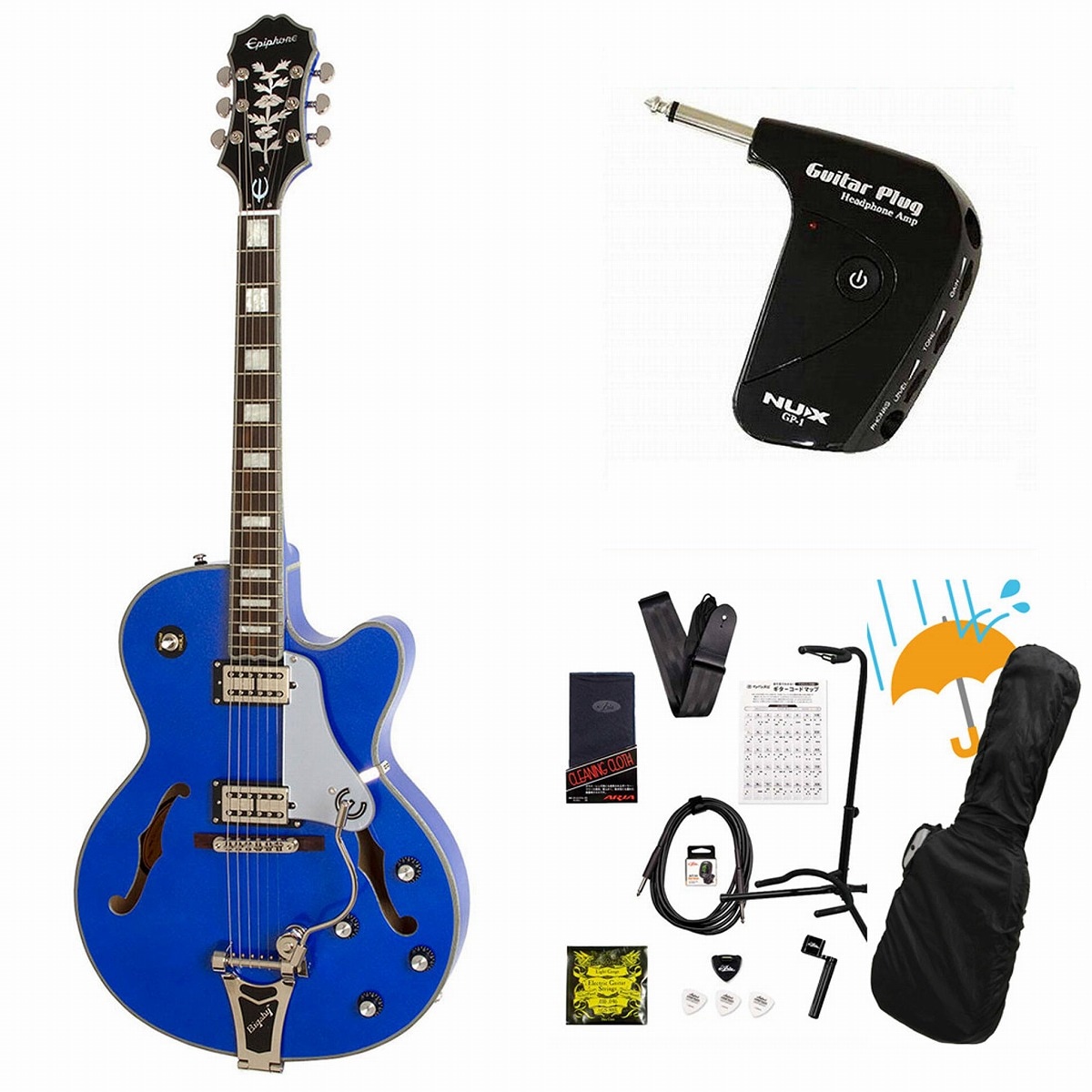Epiphone / Emperor Swingster Delta Blue Metallic GP-1アンプ付属