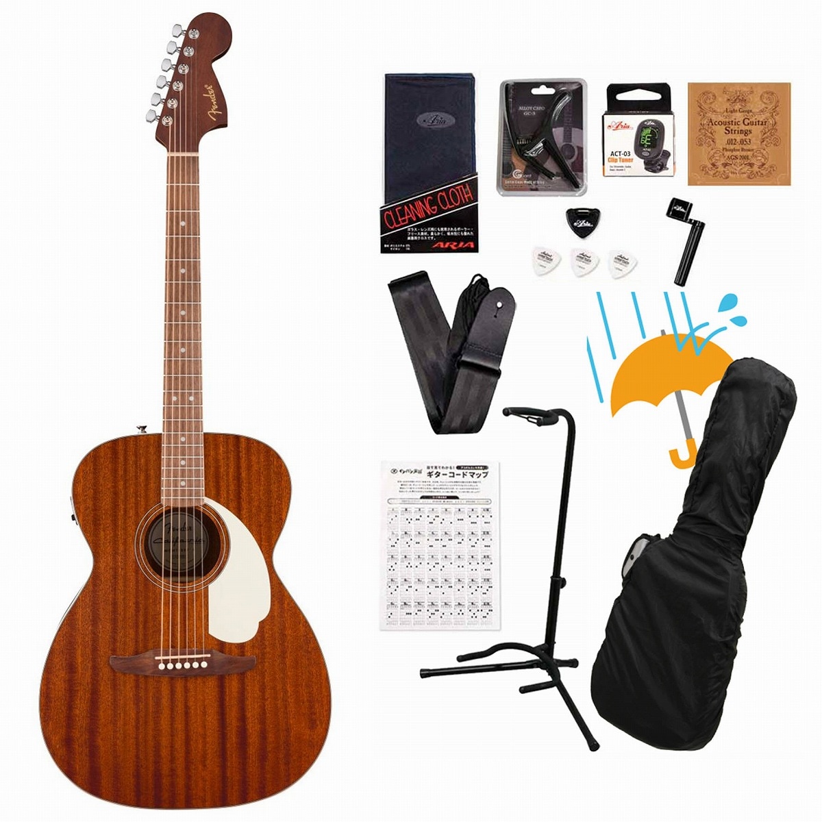 Fender / California Standard Monterey E Sapele Top Ivory Pickguard Natural Sapele フェンダーアコギ入門豪華12点初心者セットR