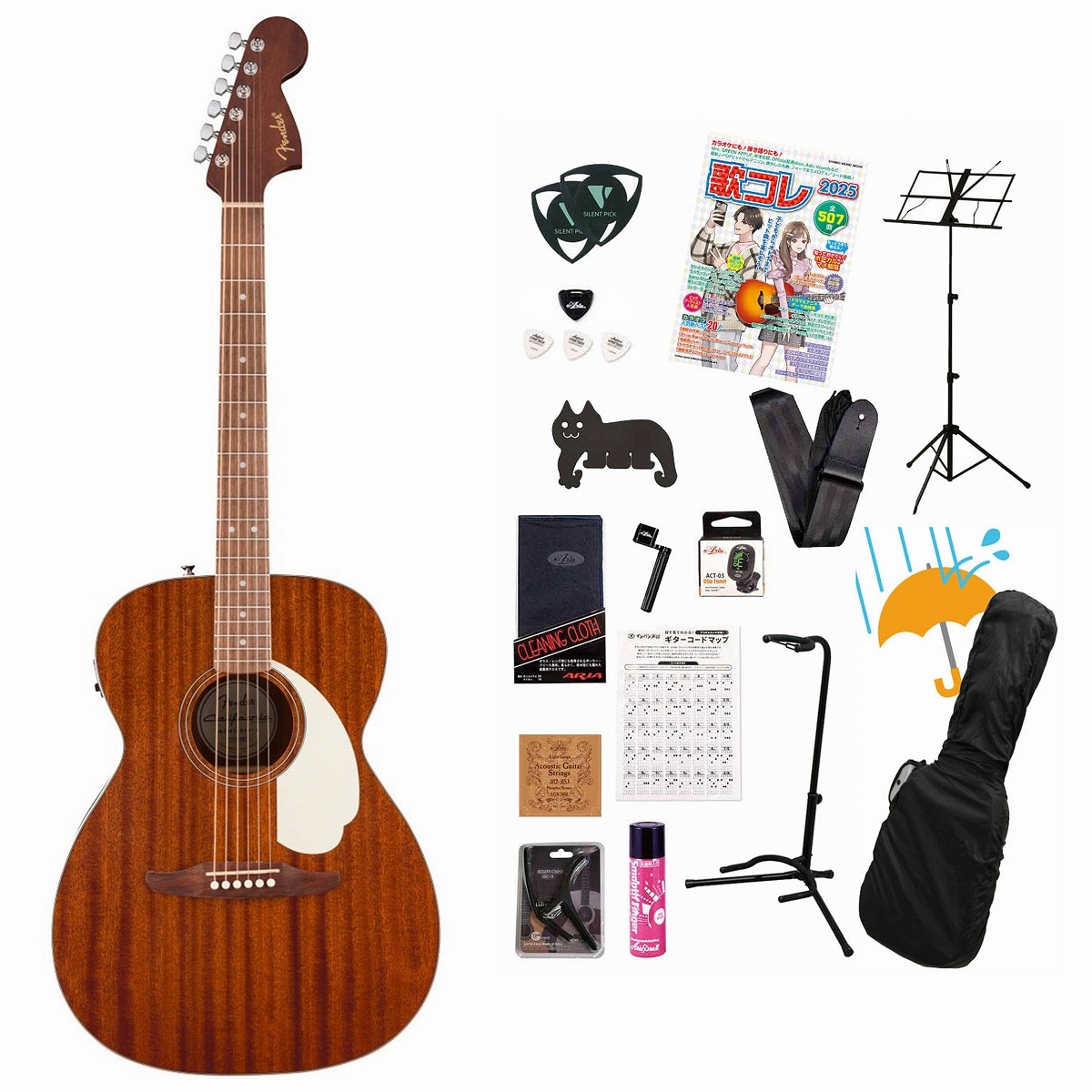 Fender / California Standard Monterey E Sapele Top Ivory Pickguard Natural Sapele フェンダーアコギ弾き語りてんこ盛り17点初心者セットR