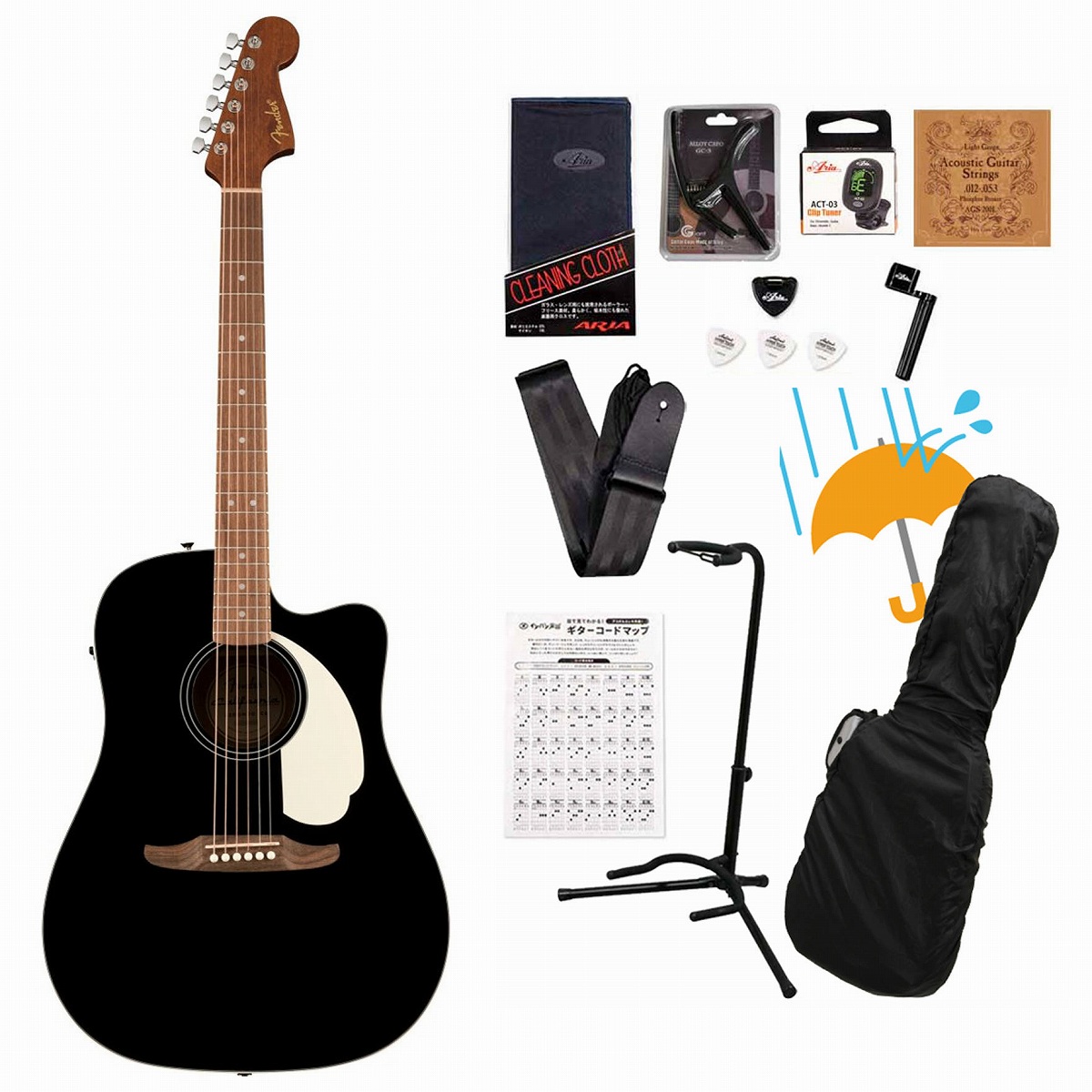 フェンダーのショートサイズアコギ Fender / California Standard Redondo CE Spruce Top Ivory Pickguard