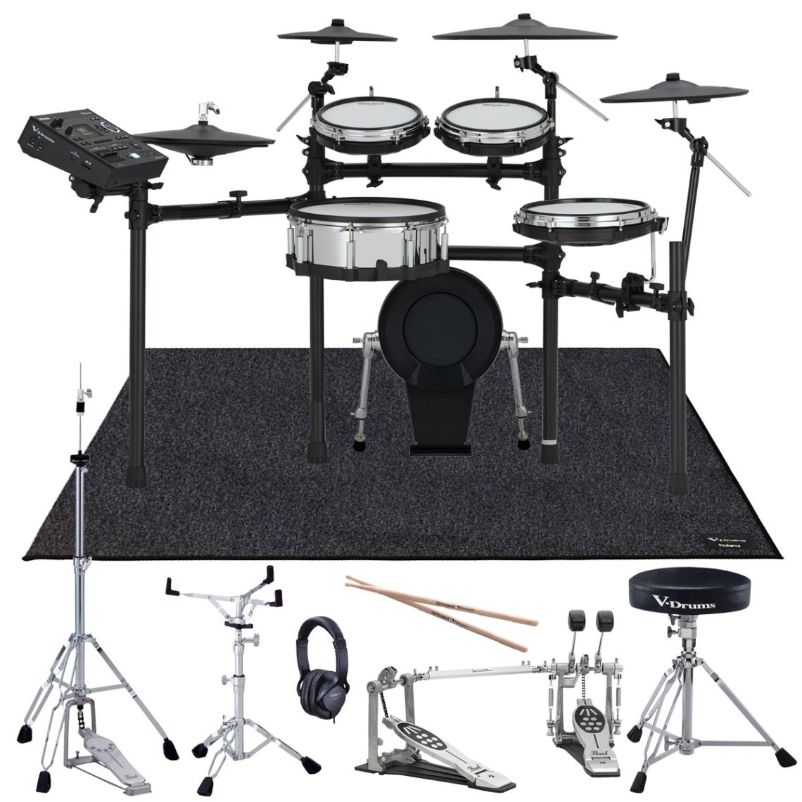 Roland / TD516 PEARLツインペダルと純正マットを採用したフルセット
