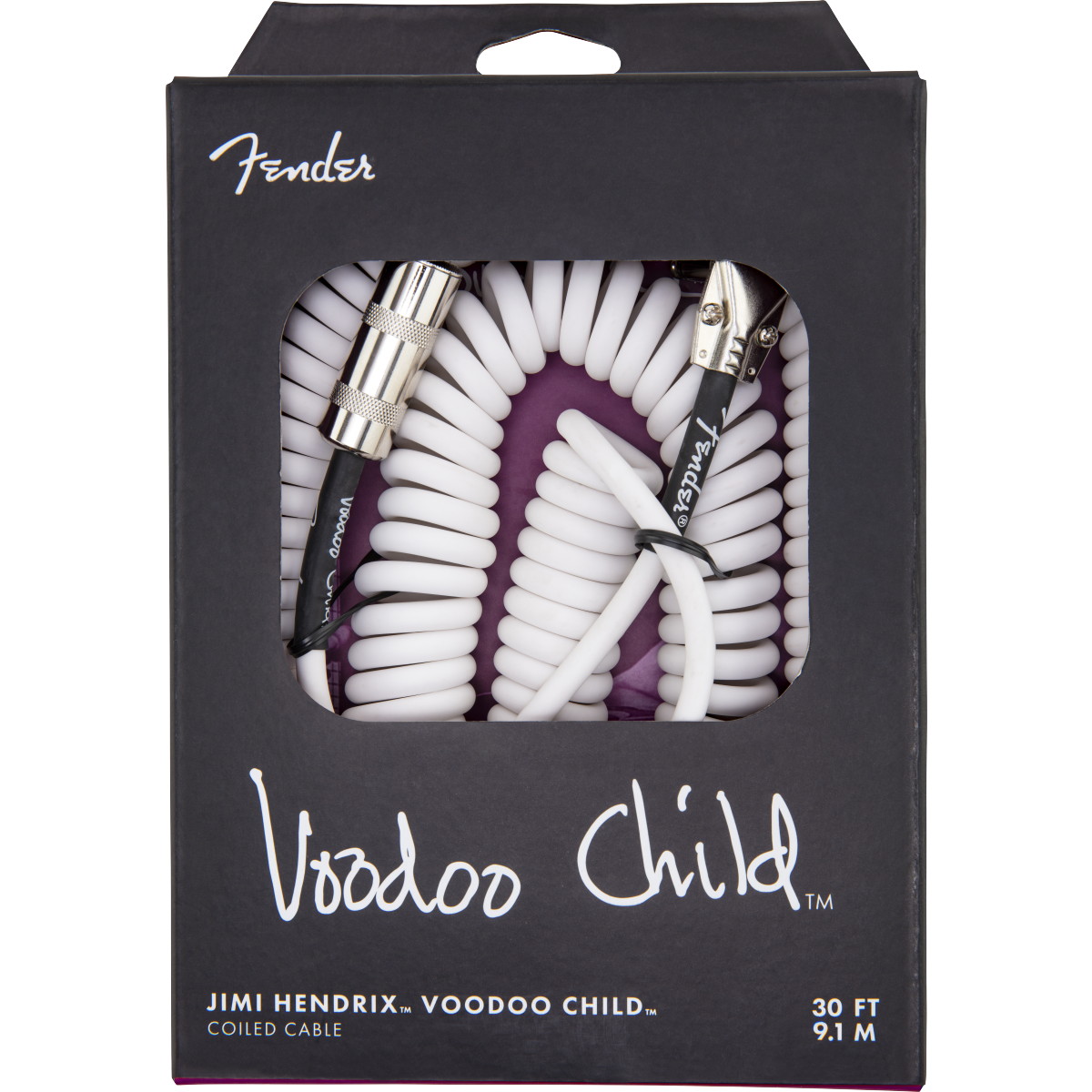 Fender / Hendrix Voodoo Child Coil Instrument Cable Straight/Angle 30inch White フェンダー シールド【正規代理店製品】