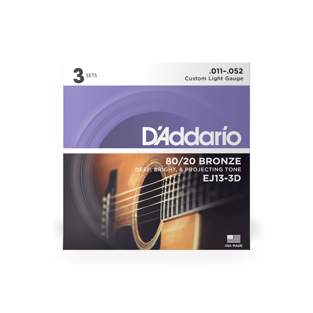 D'Addario / 80/20 Bronze EJ13-3D Custom Light 11-52 (3set pack) アコースティックギター弦【池袋店】