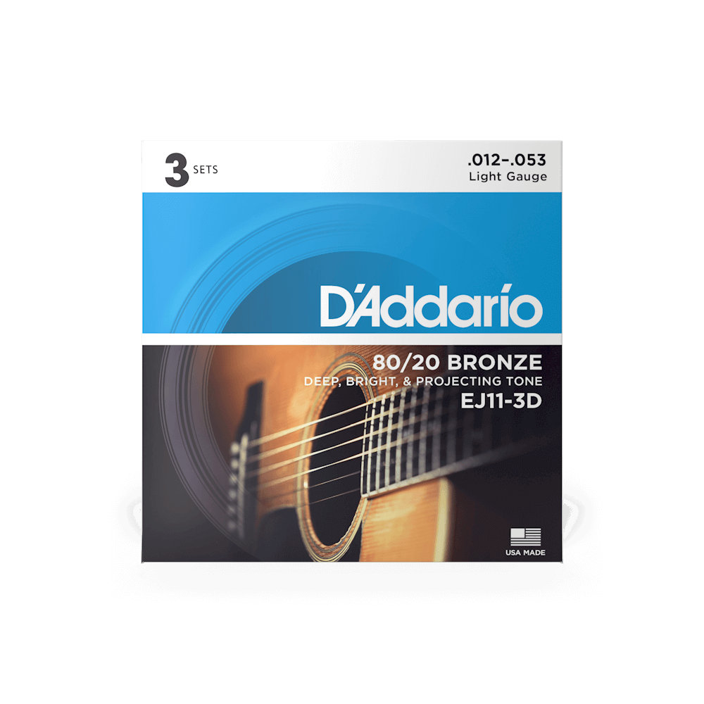 D'Addario / 80/20 Bronze EJ11-3D Light 12-53 (3set pack) アコースティックギター弦【池袋店】