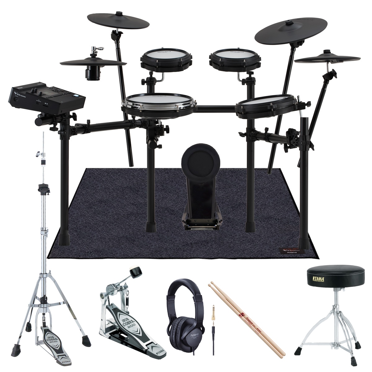 Roland / TD316 TAMAシングルキックペダルと純正マットTDM-10を採用 