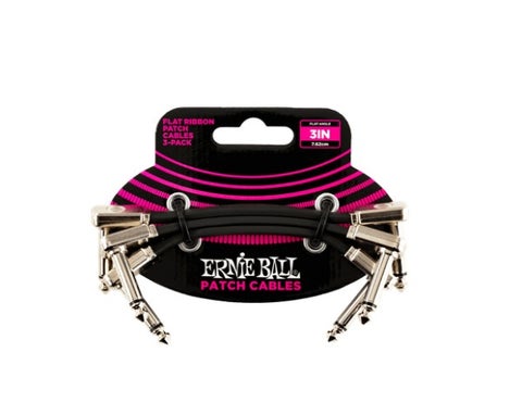 ERNiE BALL / 6220 Flat Ribbon Patch Cable 3inch Black 3-PACK【渋谷店】