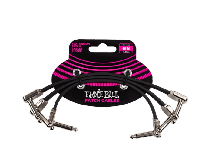 ERNiE BALL / 6221 Flat Ribbon Patch Cable 6inch Black 3-PACK【渋谷