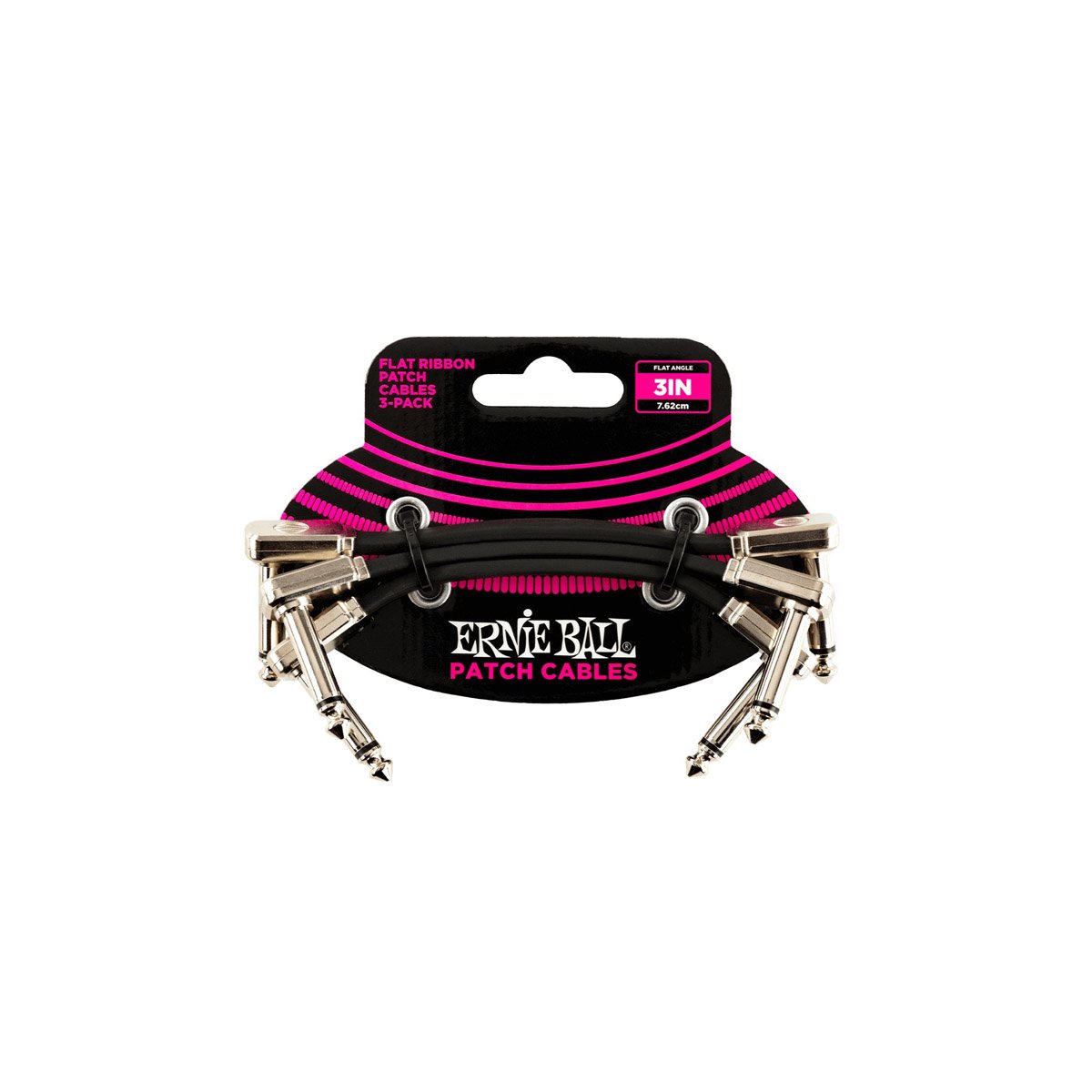 ERNiE BALL / 6220 Flat Ribbon Patch Cable 3inch Black 3-PACK