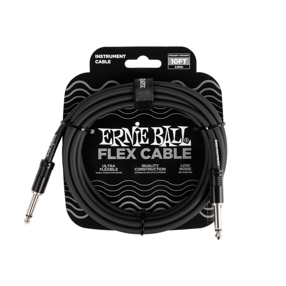 ERNIE BALL / EB6434 FLEX CABLE 10FT BK S/S ギターシールドケーブル