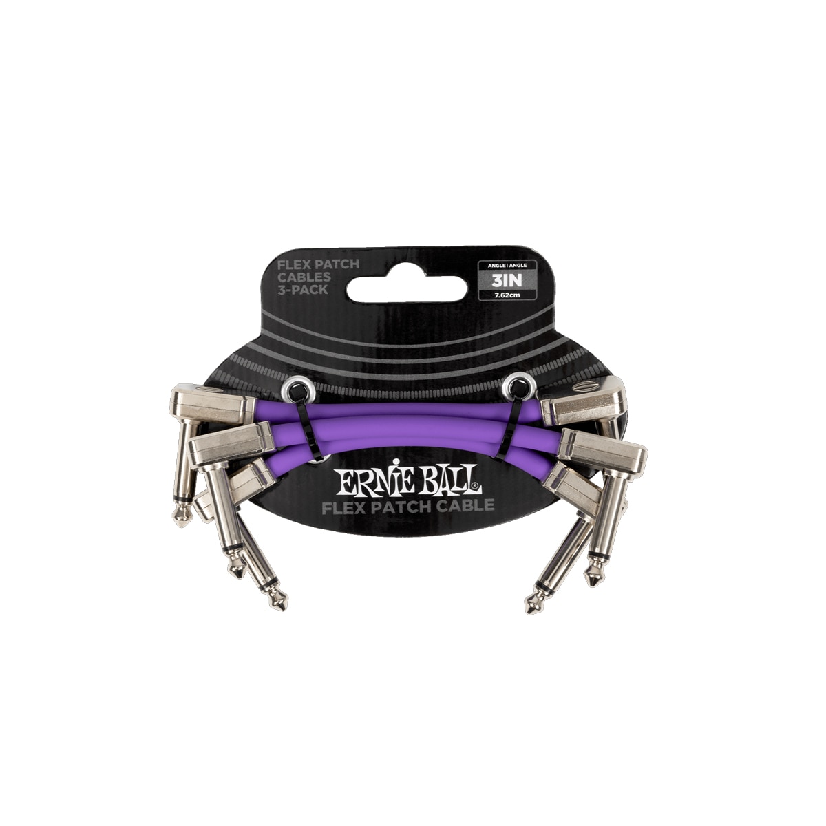 ERNIE BALL / 6451 FLEX Patch Cable 3inch Purple 3-PACK L/L パッチケーブル 【福岡店】