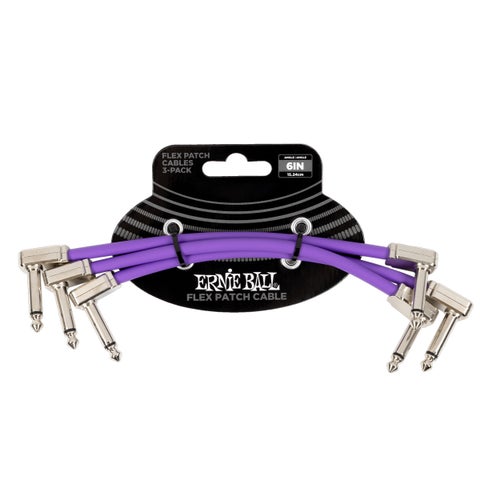 ERNIE BALL / 6452 FLEX Patch Cable 6inch Purple 3-PACK L/L パッチケーブル 【福岡店】