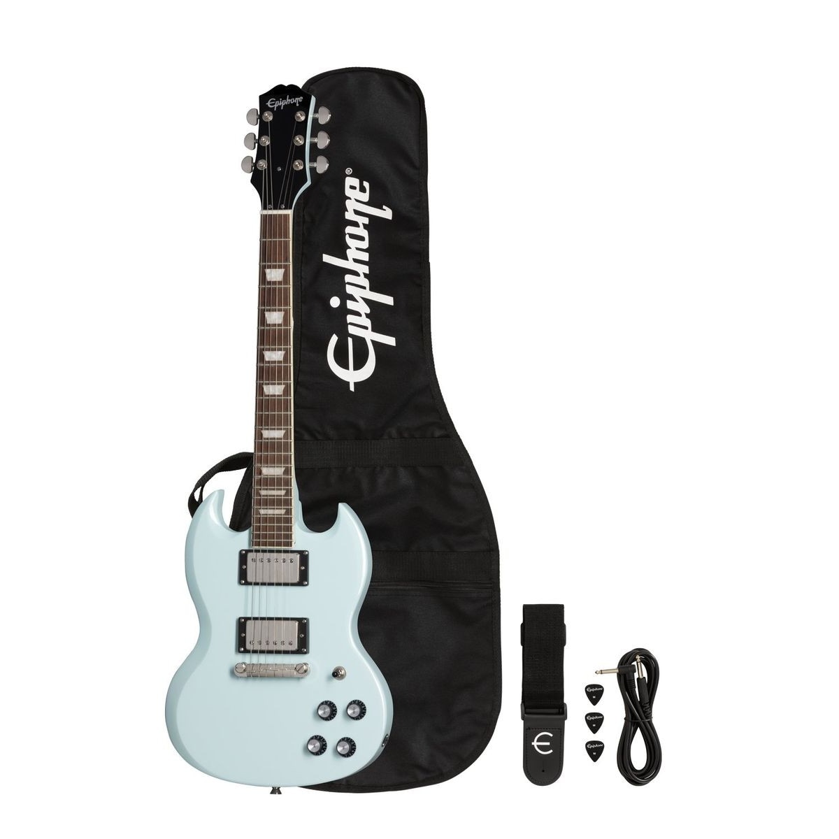 Epiphone SG ベース（ホワイト）＋ ソフトケース付き Epiphone Inspired by Gibson SG Custom Alpine White Used 2025 Ebony