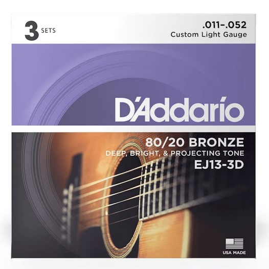 D'Addario / 80/20 Bronze EJ13-3D Custom Light 11-52 3SET PACK【渋谷店】
