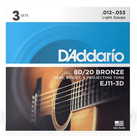 D'Addario / 80/20 Bronze EJ11-3D Light 12-53 3SET PACK【渋谷店】